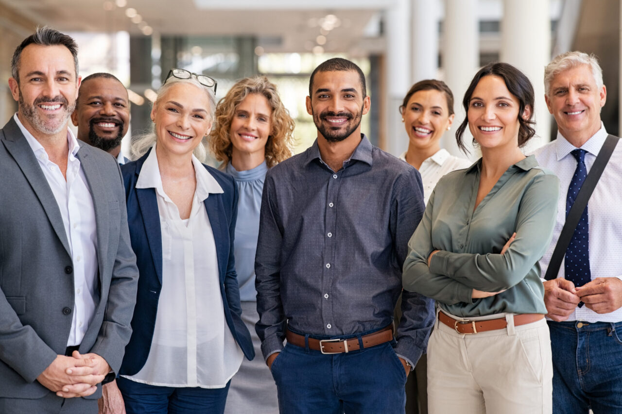 Multi-ethnic businesspeople in a modern office